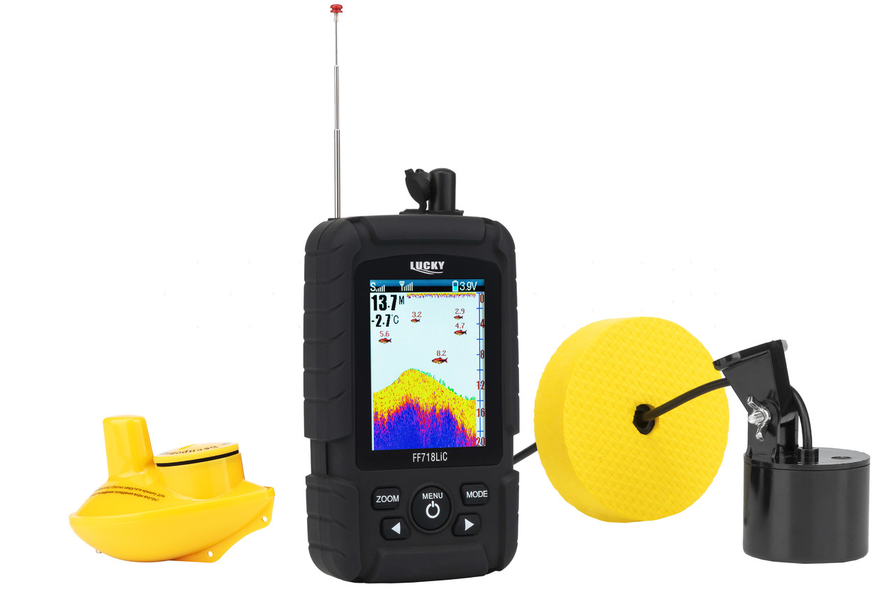Ехолот двопроменевий із літієвою батареєю Lucky FF718Li два трансдюсери, 3 в 1 кольоровий екран, фото 1