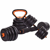 Набір трансформер гантелі гиря штанга упори 6в1 FED SC-80016-35 35кг чорний