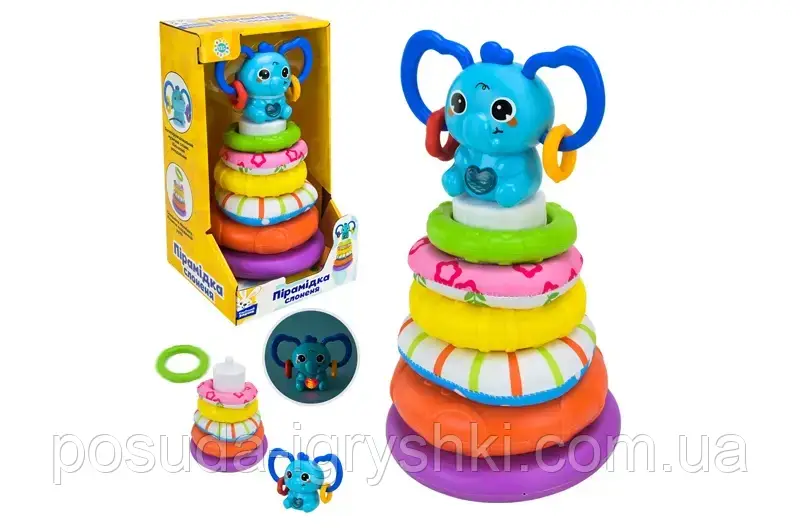 Музична піраміда PL-724-85 "Сонячний зайчик", на батарейках у комплекті, кільця тканинні та пластикові, розмір 23*13*13, коробка 1, фото 1