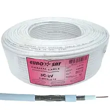Кабель коаксіальний 3C2V EUROSAT, одножильний, CCS, 32%, білий, 100 м
