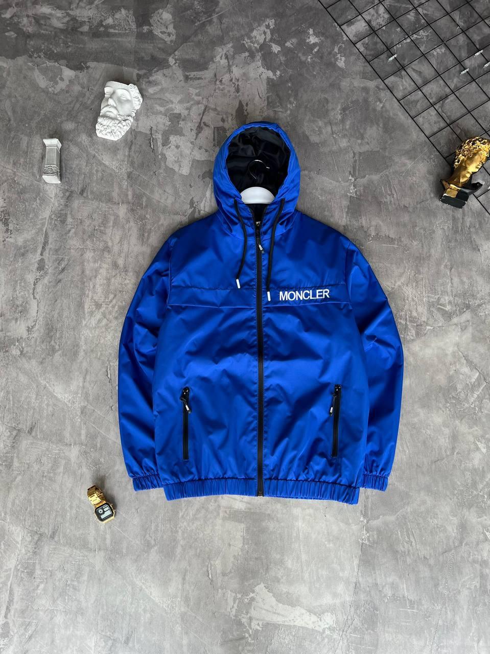 Чоловіча куртка вітровка Moncler M2332 синя, фото 1