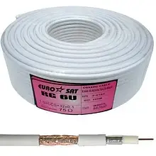 Кабель коаксіальний RG-6U (CF603ST) EUROSAT, одножильний, CCS, 32%, білий, 100 м