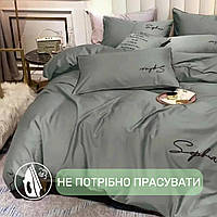 Постільна білизна Євро KOLOCO Sophae сатин (40673) Сіро-бірюзовий