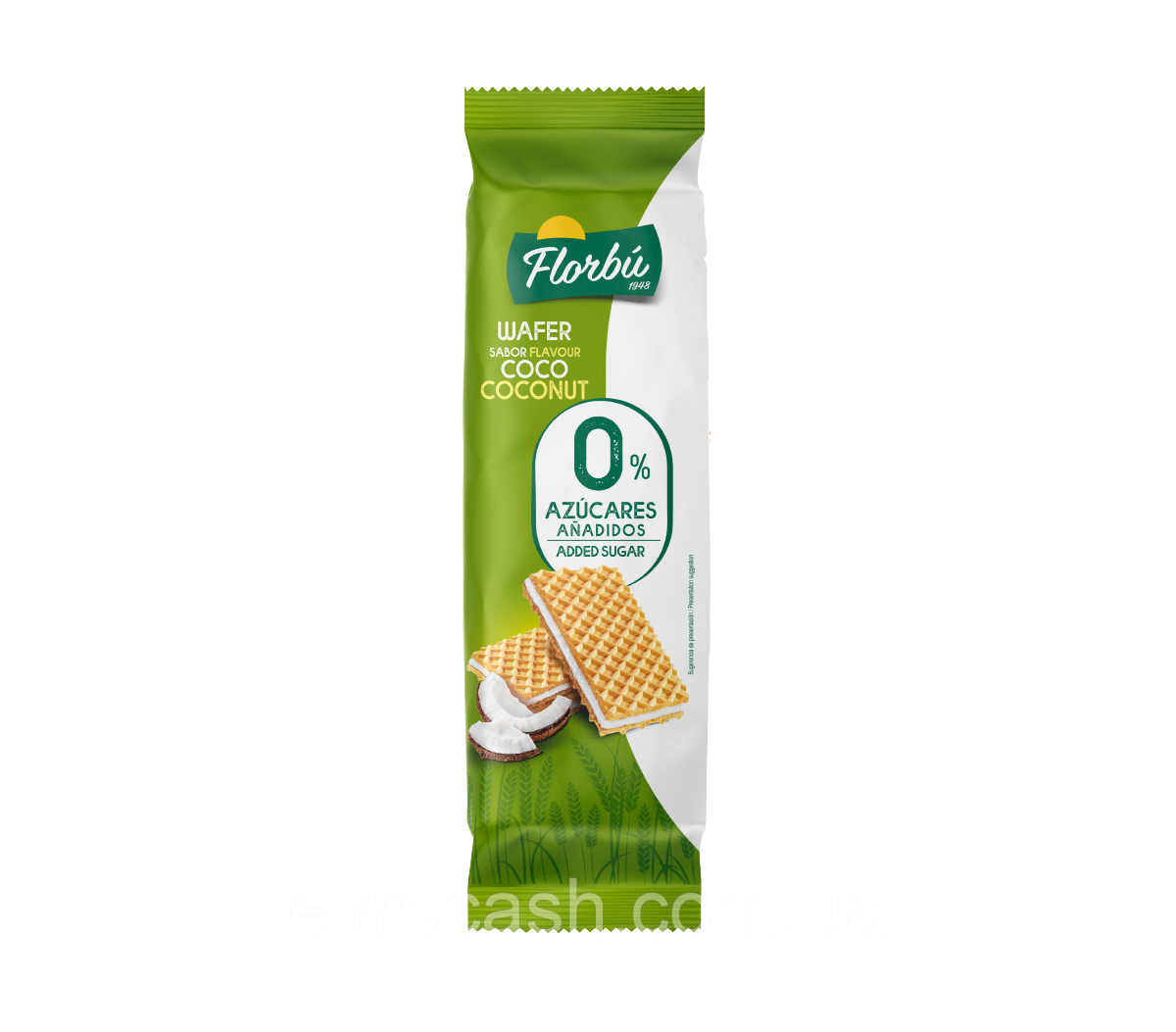 Вафлі Florbu з кокосовою начинкою без цукру 150 гр, фото 1