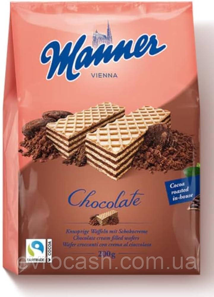 Вафлі Manner Сhocolate з шоколадним кремом 200 гр, фото 1