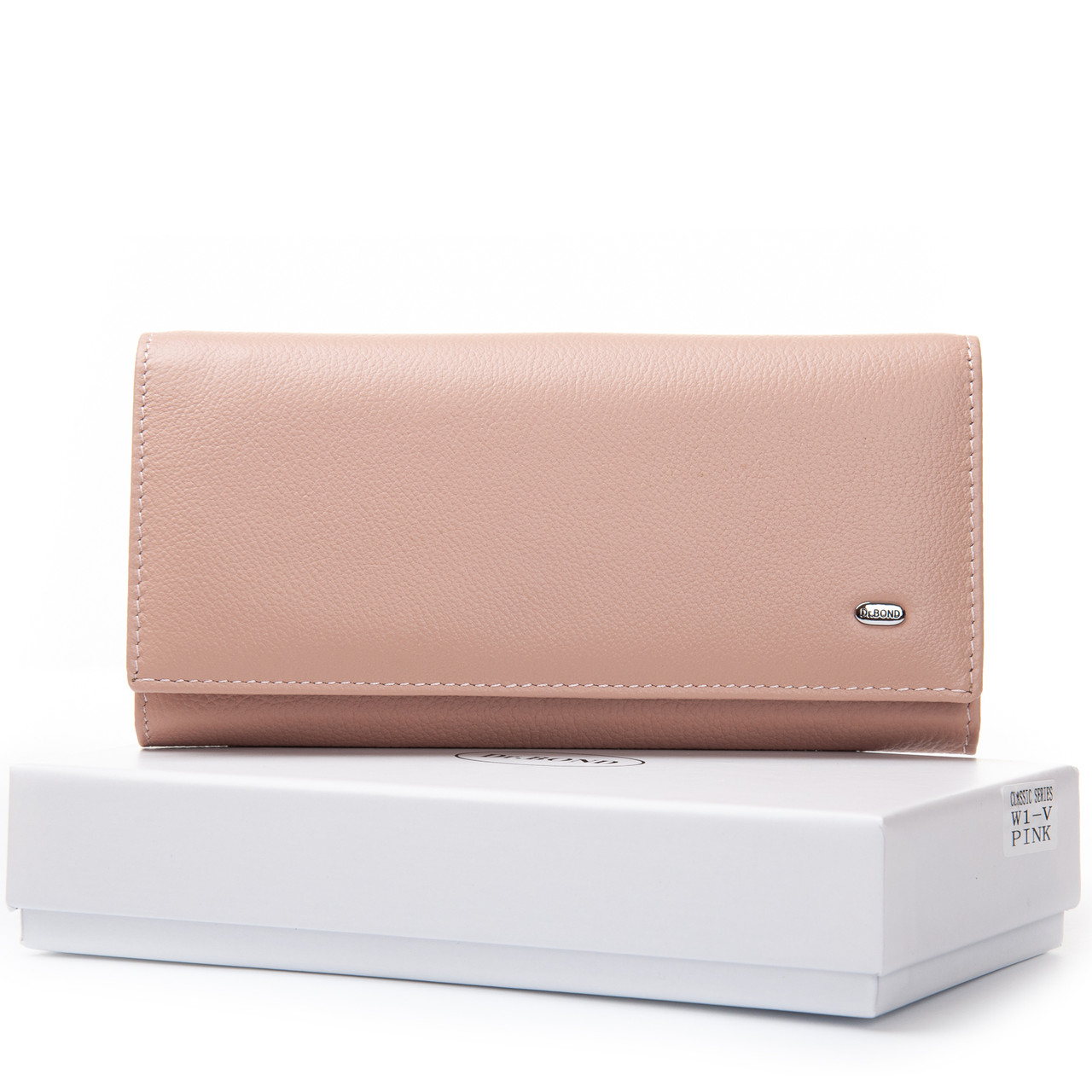 Жіночий шкіряний великий гаманець Classic DR. BOND W1-V pink, фото 1