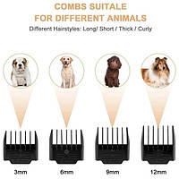 Машинка триммер для стрижки тварин собак / котів на акумуляторі з набором насадок Puppy