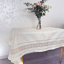 Вишита святкова скатертина на льоні розмір 180*140