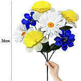 Штучні квіти 6141 Букет ромашки, волошки, нарциси серія Україна, 36см, фото 2