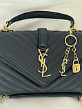 Жіноча сумка Yves Saint Laurent College Medium YSL Ів Сен Лоран чорний золото клатч Premium, фото 2