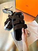 Жіночі Шльопанці Hermes Chypre Sandals Dark Brown / Ермес Шипр Сандалс Темно Коричневі, фото 6