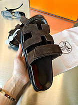 Жіночі Шльопанці Hermes Chypre Sandals Dark Brown / Ермес Шипр Сандалс Темно Коричневі, фото 5