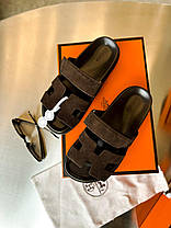 Жіночі Шльопанці Hermes Chypre Sandals Dark Brown / Ермес Шипр Сандалс Темно Коричневі, фото 3