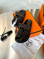 Жіночі Шльопанці Hermes Chypre Sandals Dark Brown / Ермес Шипр Сандалс Темно Коричневі, фото 4