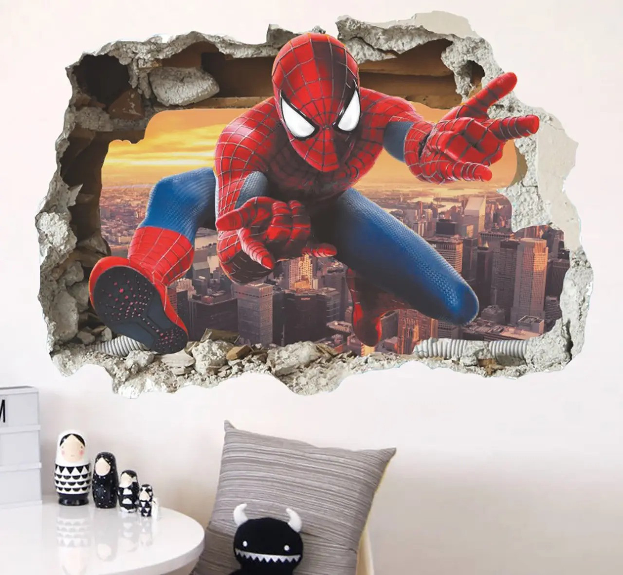 Наклейка вінілова дитяча «Людина-Павук» для дитячої кімнати хлопчиків з 3D ефектом 50х70 см, фото 1