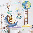 Набір наліпок «Жираф на місяці» вінілові для дитячої кімнати на стіну для хлопчиків і дівчаток 2 шт по 30х90 см, фото 4