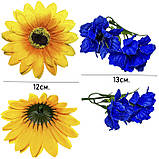 Штучні квіти букет соняшники з волошками Рідний край, 52см, фото 6