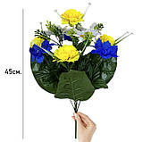 Штучні квіти букет ромашок, гвоздик та волошок серія Україна, 47 см, фото 3