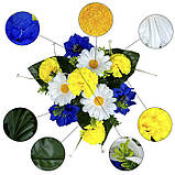 Штучні квіти букет ромашок, гвоздик та волошок серія Україна, 47 см, фото 4