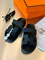 Жіночі Шльопанці Hermes Chypre Sandals Black / Ермес Шипр Сандалс Чорні, фото 3