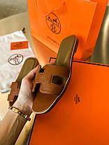 Жіночі Шльопанці Hermes Oran Sandals Brown / Ермес Оран Сандалс Коричневі, фото 3