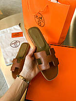 Жіночі Шльопанці Hermes Oran Sandals Brown / Ермес Оран Сандалс Коричневі, фото 4