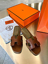 Жіночі Шльопанці Hermes Oran Sandals Brown / Ермес Оран Сандалс Коричневі, фото 5