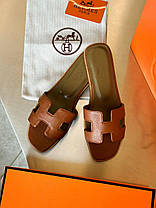 Жіночі Шльопанці Hermes Oran Sandals Brown / Ермес Оран Сандалс Коричневі, фото 6