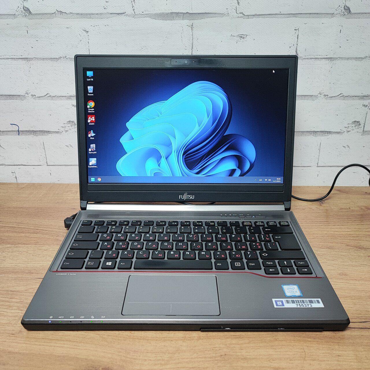 Б/в Ноутбук Б-клас Fujitsu LifeBook E736 13.3" 1920x1080| Core i5-6300U| 8 GB RAM| 128 GB SSD| HD 520| Без АКБ