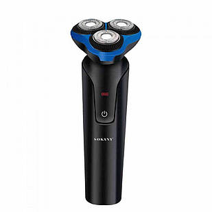 Електробритва 5 Вт 800 mAh бритва електрична бездротова з 3 голівками для гоління Синя Sokany SK-16038BL