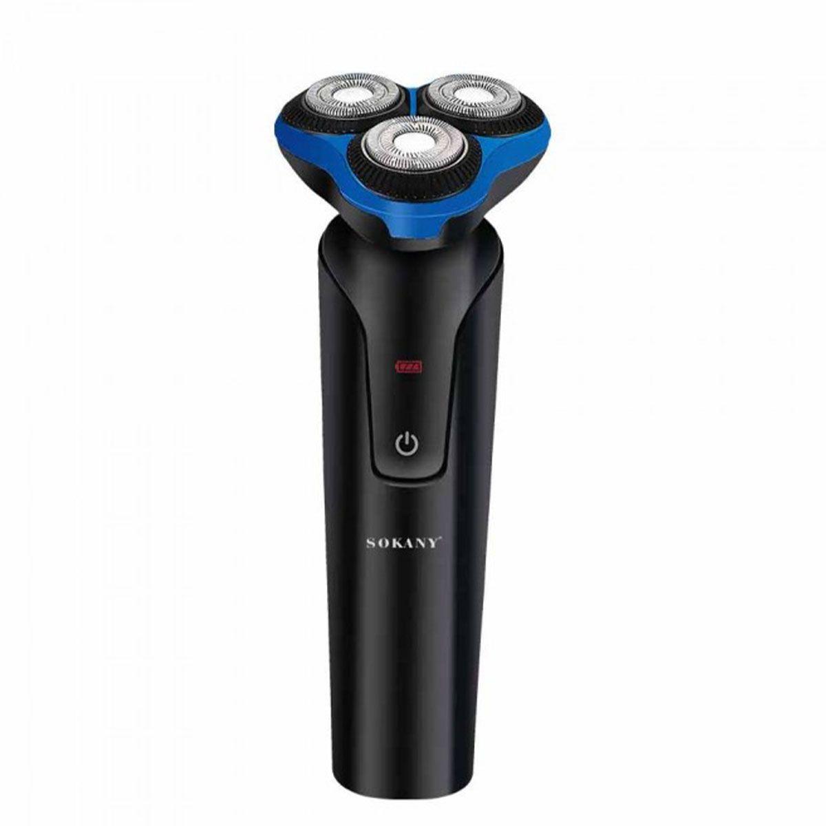 Електробритва 5 Вт 800 mAh бритва електрична бездротова з 3 голівками для гоління Синя Sokany SK-16038BL, фото 1