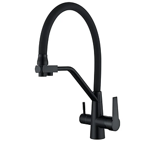 Змішувач кухонний з силік.виливом Mixxus FUL-021 Black Refl.Black з виходом для питної води (MI6021), фото 1