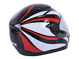 Шолом мотоциклетний інтеграл MD-101B VIRTUE (чорний із червоно-білими смужками, size M), фото 2