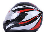Шолом мотоциклетний інтеграл MD-101B VIRTUE (чорний із червоно-білими смужками, size M), фото 3