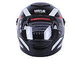 Шолом мотоциклетний інтеграл MD-101B VIRTUE (чорний із червоно-білими смужками, size M), фото 4
