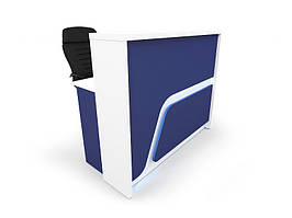 Ресепшн-стійка "Комфорт", офісна стійка з підсвіткою, 120х110х75 см (Базовий колір ДСП: Алюміній; )