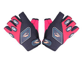 Мотоперчатки всесезонні без пальців VIRTUE size L мембрана на липучці червоні