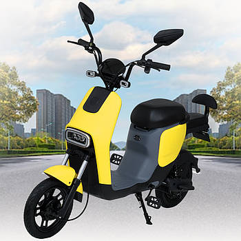 Електроскутер на акумуляторі 500 W та 14 колесах з LED-підсвічуванням, кошиком MES 1023-4 OSHIKA/BAT Жовтий