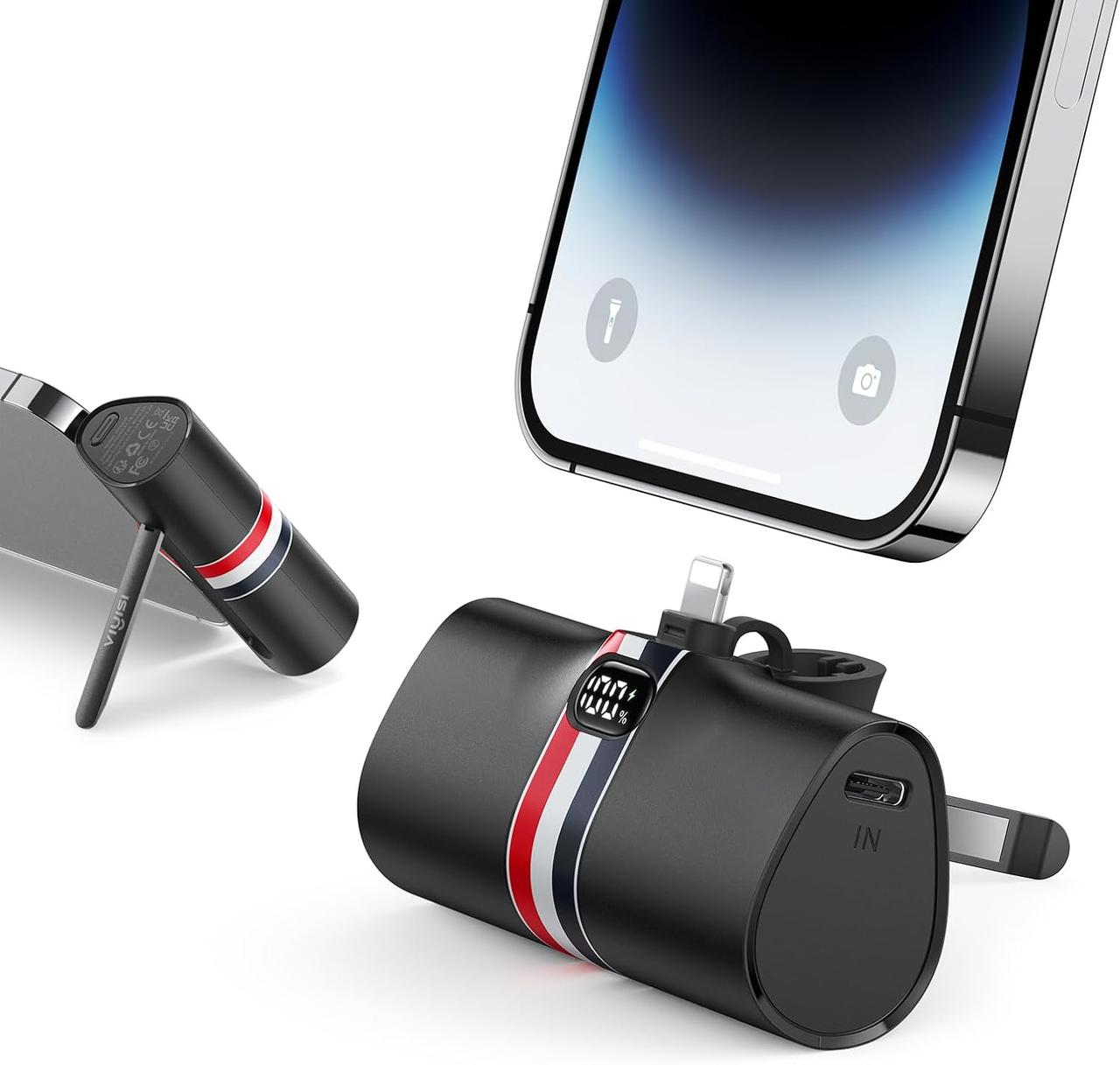 Міні портативний зарядний пристрій для iPhone Акумулятор PD 5000 мАг 20 Вт з функцією швидкої зарядки та підставкою