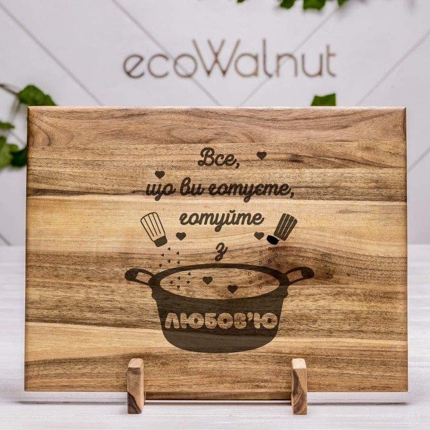 Кухонна дерев'яна дошка для нарізки подачі їжі продуктів Горіхова прямокутна дощечка