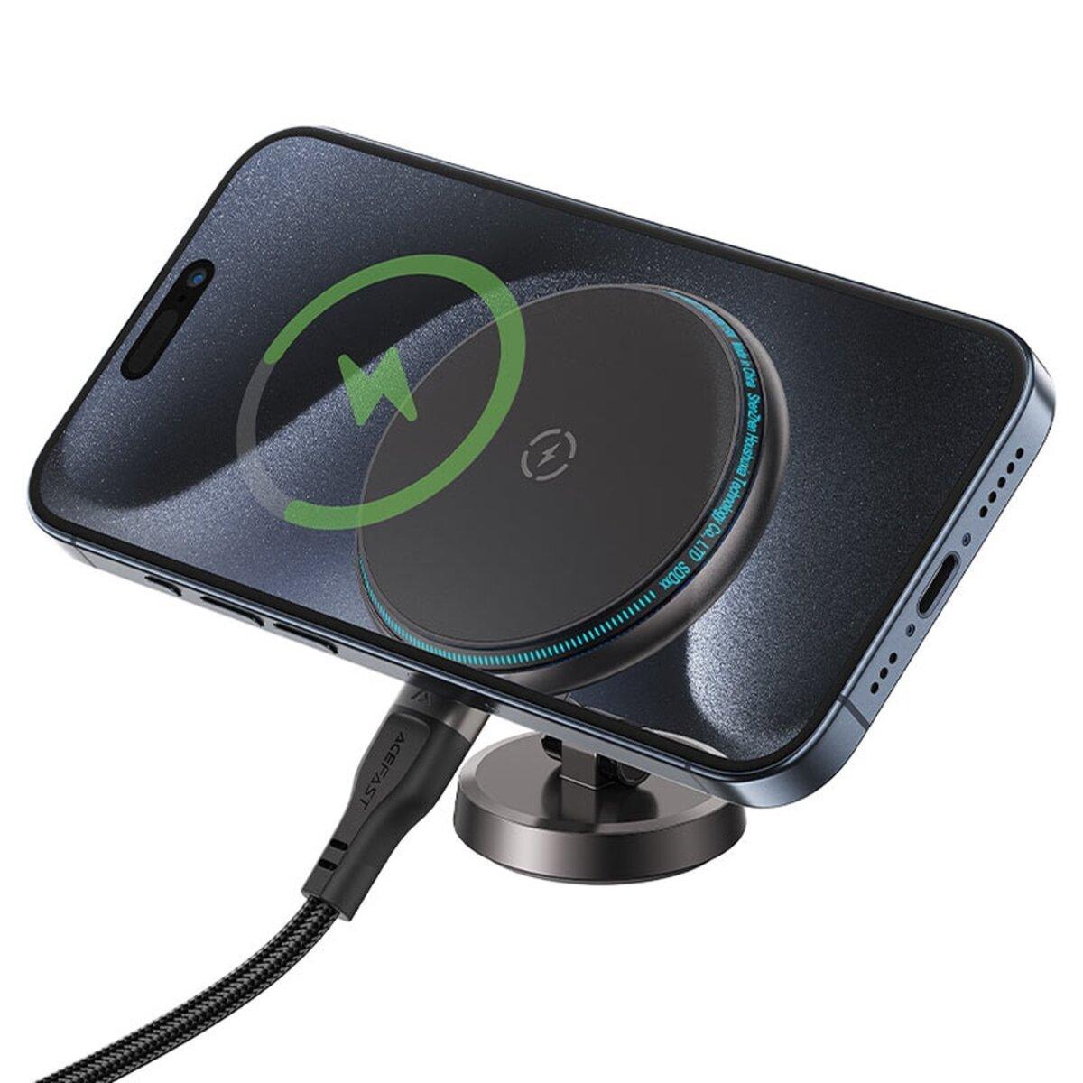 Автотримач для телефона з БЗП ACEFAST D30 magnetic folding wireless charging car holder Black