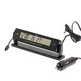 Автомобильные часы с подсветкой VST-7013V вольтметр, 2 термометра Авточасы с выносным термометром IA-33, фото 2