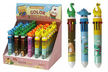 Ручка кулькова 10-кольорова Динозаври, ціна за 1шт SM-10-1 G-Rich