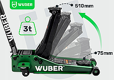 Домкрат підкатний 3т (h min 75мм, h max 510мм) гідравлічний двоштоковий низькопрофільний, фото 3