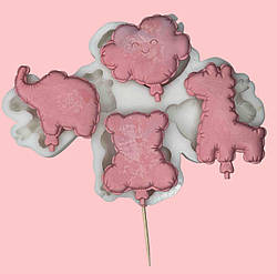 Силіконовий молд для шоколаду, зефіру, карамелі і т.д. "Повітряні кульки ТВАРИНИ"