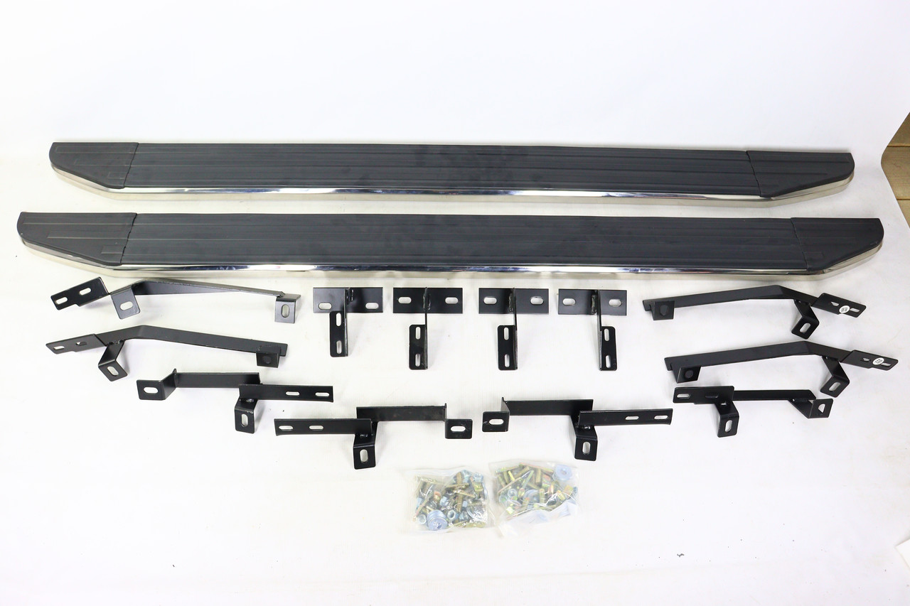 Бокові пороги  (new point, чорні з хром окантовкою) Toyota Highlander 2008-2013, фото 1