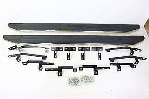 Бокові пороги  (new point, чорні з хром окантовкою) Toyota Highlander 2008-2013