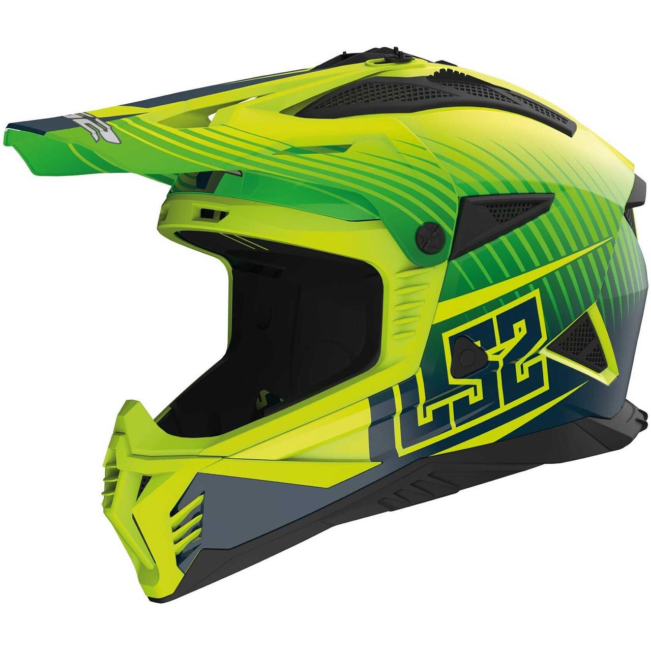 Мотошолом LS2 MX708 Fast II Duck Matt Green Fluo Yellow, фото 1