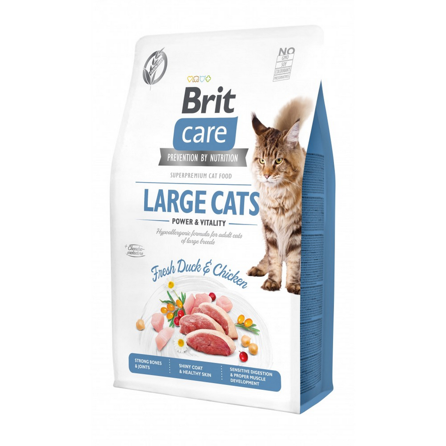 Сухий корм Brit Care Cat GF Large Power & Vitality для котів великих порід качка та курка 2 кг