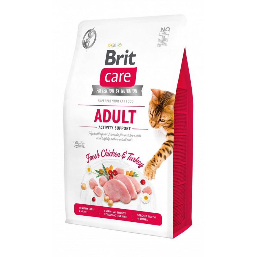 Сухий корм Brit Care Cat GF Adult Activity Support для котів, які живуть на вулиці індичка та курка 2 кг